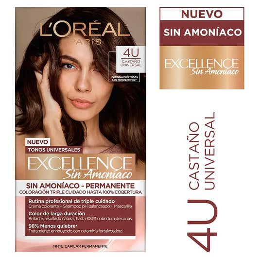 Tintura Excellence Castaño Universal 4U Sin Amoníaco - LOREAL