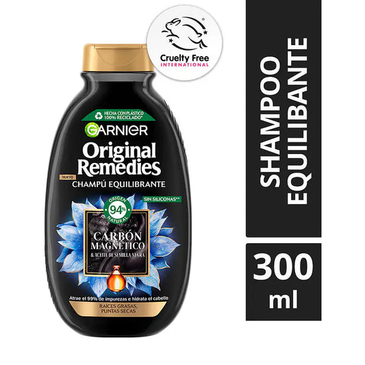 Shampoo Original Remedies Charcoal Carbón Magnético 300ml - GARNIER