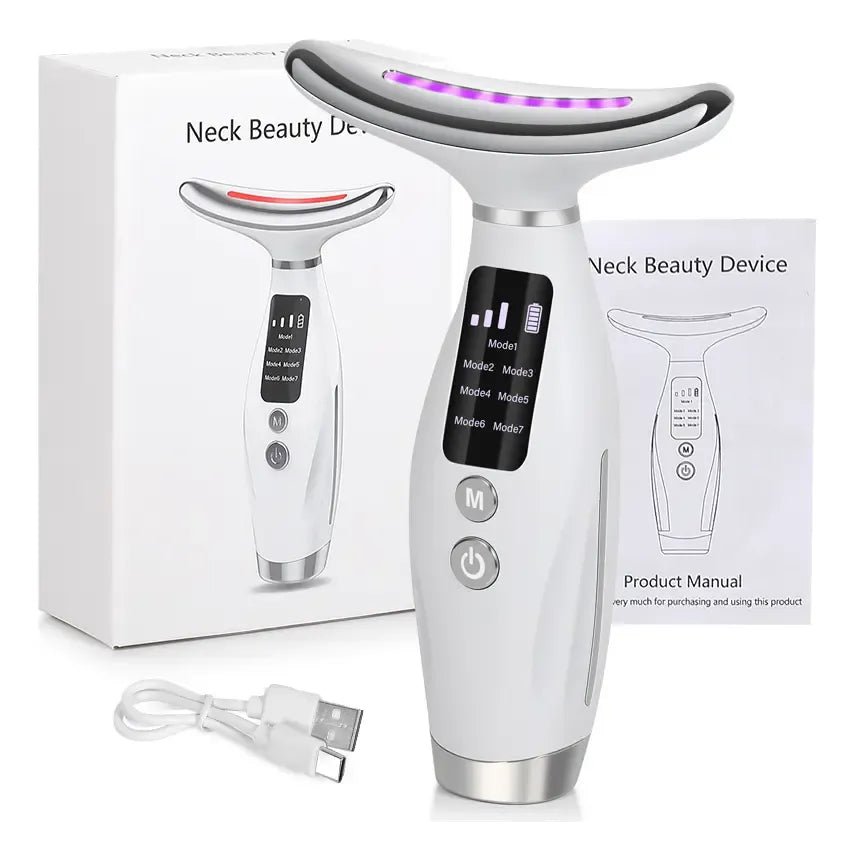 Masajeador Facial Y De Cuello 7 Modos Con Luz Led