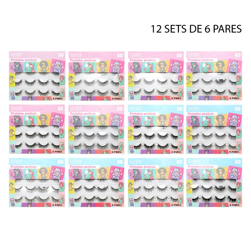SETS DE 6 PARES DE PESTANAS POSTIZAS 8D