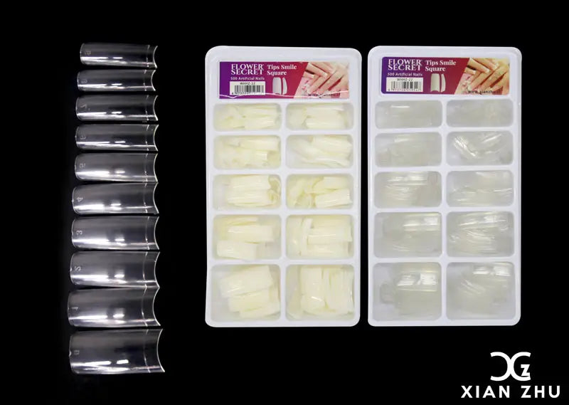 500 UNAS TIPS SQUARE-SONRISA COLOR TRANSPARENTE Y HUESO