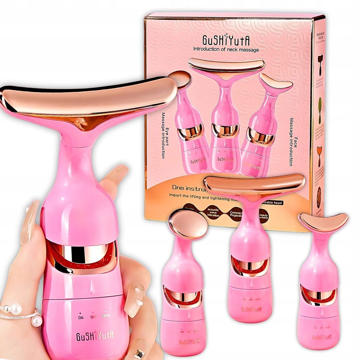 asajeador Facial y Cuello 3 en 1 Reafirmante Rosado